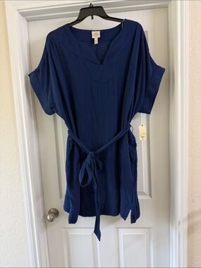 lovestitch Navy Tie-Waist Tunic Dress